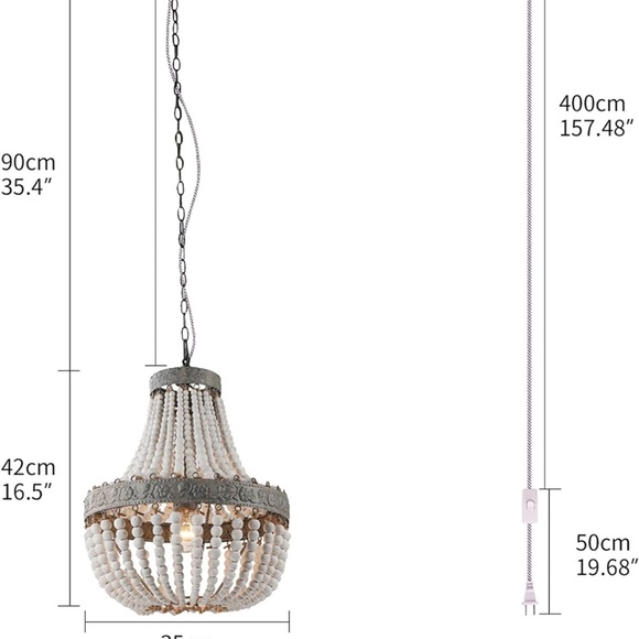 NEW IN BOX Vintage Chic coastal farmhouse white beaded chandelier pendant light - Picture 7 of 8